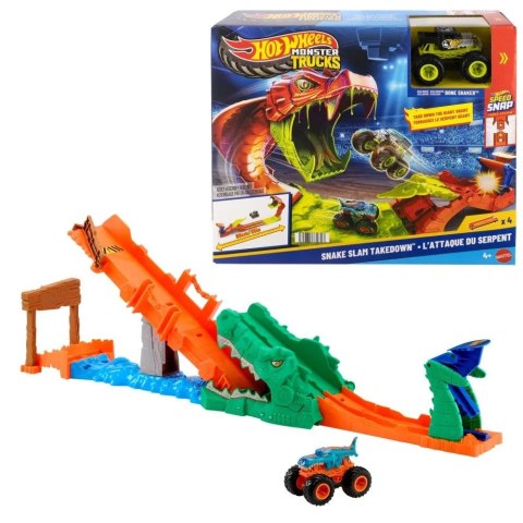 Tor wyścigowy Monster Trucks PASZCZA KROKODYLA + samochód Hot Wheels (JJN45) Hot Wheels
