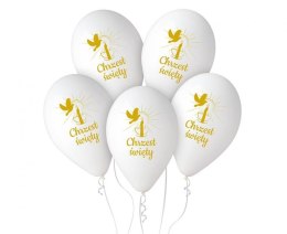 Balon gumowy Chrzest Św. (świeca) biała Godan (GS120/CHS) Godan