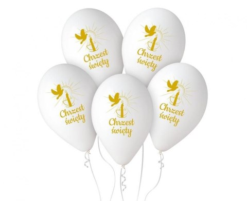 Balon gumowy Chrzest Św. (świeca) biała Godan (GS120/CHS) Godan