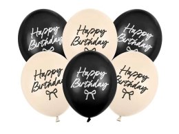 Balon gumowy Happy Birthday Kokardki mix 300mm Partydeco (SB14P-362-000-6) Partydeco