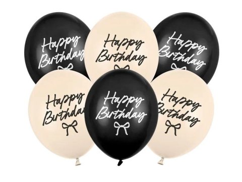 Balon gumowy Happy Birthday Kokardki mix 300mm Partydeco (SB14P-362-000-6) Partydeco