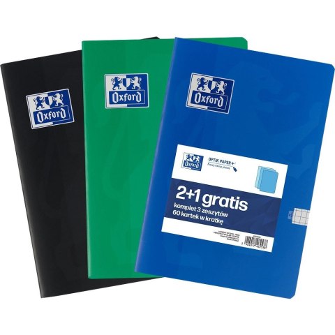 Zeszyt Oxford A5 60 kartek krata 2+1 gratis Oxford