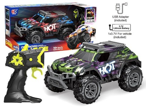 Samochód terenowe na radio, 10 km/h, kolorowe światła, kabel USB i bateria litowa Adar (631663) Adar