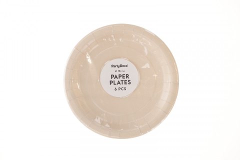 Talerz jednorazowy beżowy papier śr. 180mm 6 szt Partydeco (TPP90-013) Partydeco