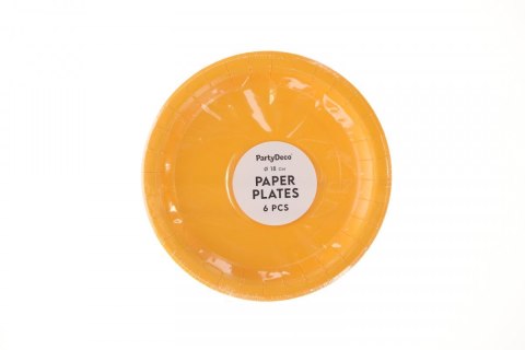 Talerz jednorazowy pomarańcz papier śr. 180mm 6 szt Partydeco (TPP90-005J) Partydeco
