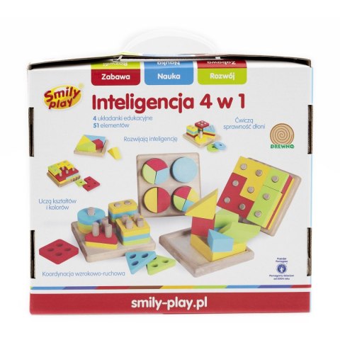 Zabawka edukacyjna drewniana inteligencja 4w1 Smily Play (AC7620 AN01) Smily Play