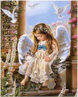 Zestaw kreatywny Diamentowa mozaika aniołek z królikiem 40x30cm Norimpex (NO-1009340) Norimpex