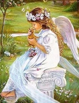 Zestaw kreatywny Diamentowa mozaika aniołek z rudym kotkiem 40x30cm Norimpex (NO-2000145) Norimpex