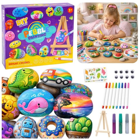 Zestaw kreatywny dla dzieci DIY Malowanie Kamieni Pisaki Kleje Brokatowe Lean (29213) Lean