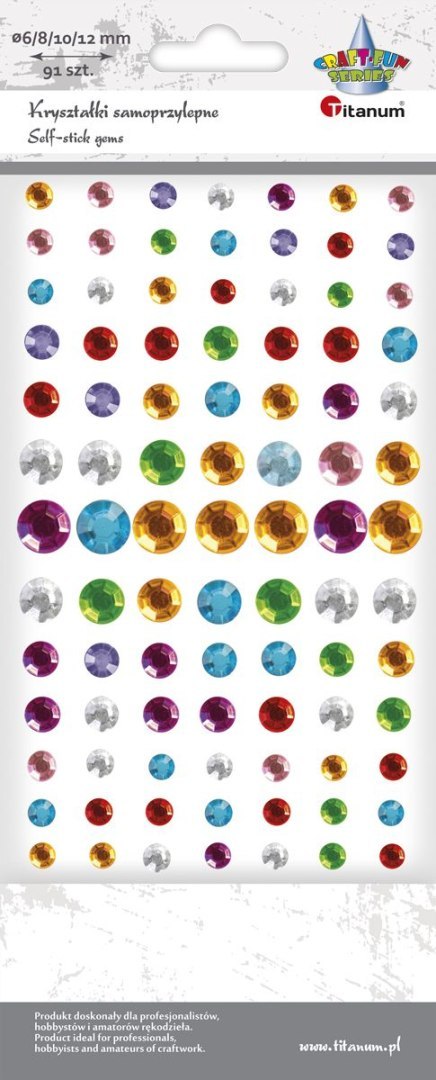 Kryształki Craft-Fun Series samoprzylepne okrągłe mix Titanum Titanum