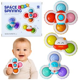 Grzechotka Zabawki Dla Malucha Spinnery Sensoryczne Z Przyssawką Pop-It Kolorowe 3szt. Lean (30233)